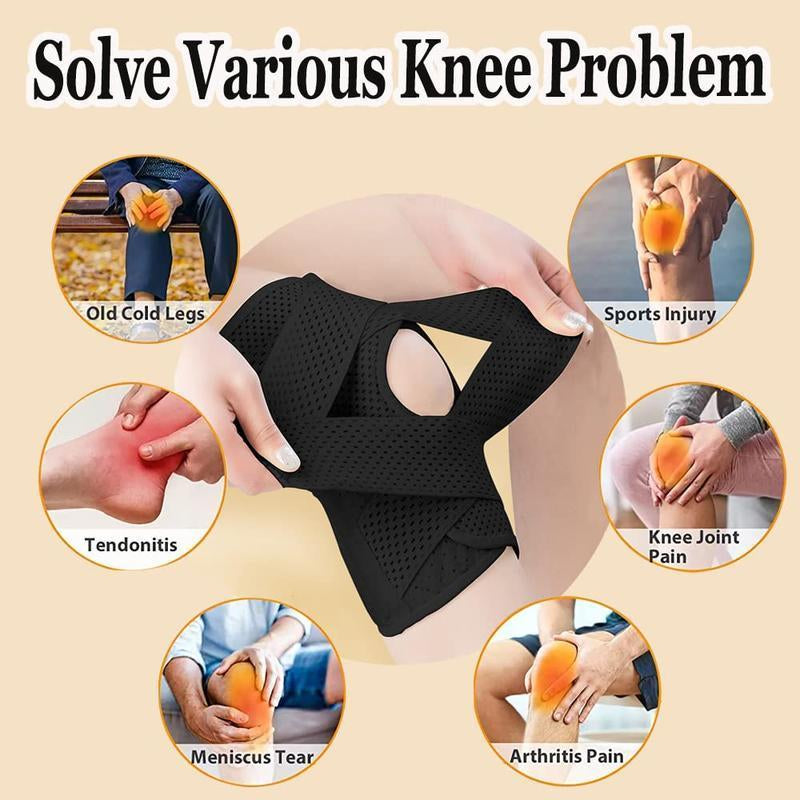 1Pc plus Size Knee Brace for Knee Pain, Compression Knee Support with Air Mesh Fabric, Adjustable Knee Wrap with Side Stabilizers, Ultra-Soft Bandage for Sports, Running, Meniscus Tear, ACL, Arthritis Relief