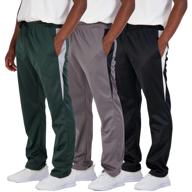Real Essentials 3 Pack: Men'S Active Athletic Casual Tricot Open Bottom Sweatpants with Pockets (Available in Big & Tall)