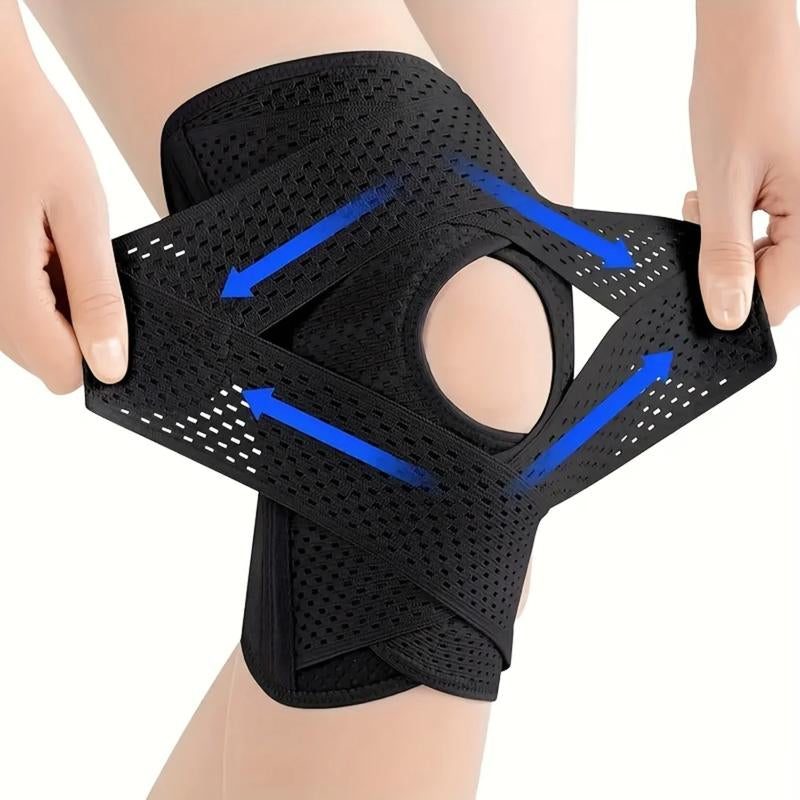 1Pc plus Size Knee Brace for Knee Pain, Compression Knee Support with Air Mesh Fabric, Adjustable Knee Wrap with Side Stabilizers, Ultra-Soft Bandage for Sports, Running, Meniscus Tear, ACL, Arthritis Relief