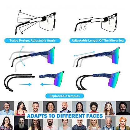 Trendy Sports Sunglasses - Polarised UV400 Mirrored Lens, Windproof & Dustproof for Outdoor Activities - Cycling, Running, Hiking & Driving - Unisex for Women and Men, Protection Shade