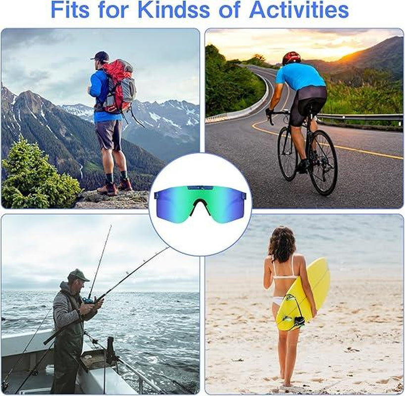 Trendy Sports Sunglasses - Polarised UV400 Mirrored Lens, Windproof & Dustproof for Outdoor Activities - Cycling, Running, Hiking & Driving - Unisex for Women and Men, Protection Shade