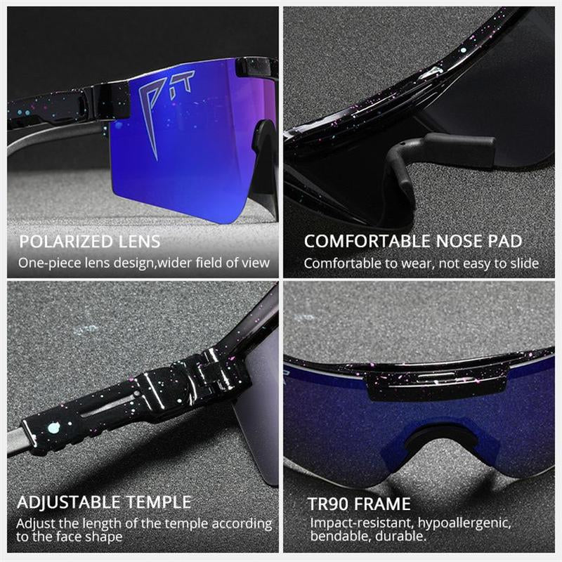 Trendy Sports Sunglasses - Polarised UV400 Mirrored Lens, Windproof & Dustproof for Outdoor Activities - Cycling, Running, Hiking & Driving - Unisex for Women and Men, Protection Shade