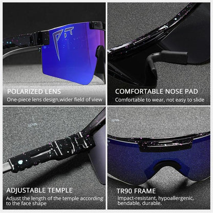 Trendy Sports Sunglasses - Polarised UV400 Mirrored Lens, Windproof & Dustproof for Outdoor Activities - Cycling, Running, Hiking & Driving - Unisex for Women and Men, Protection Shade