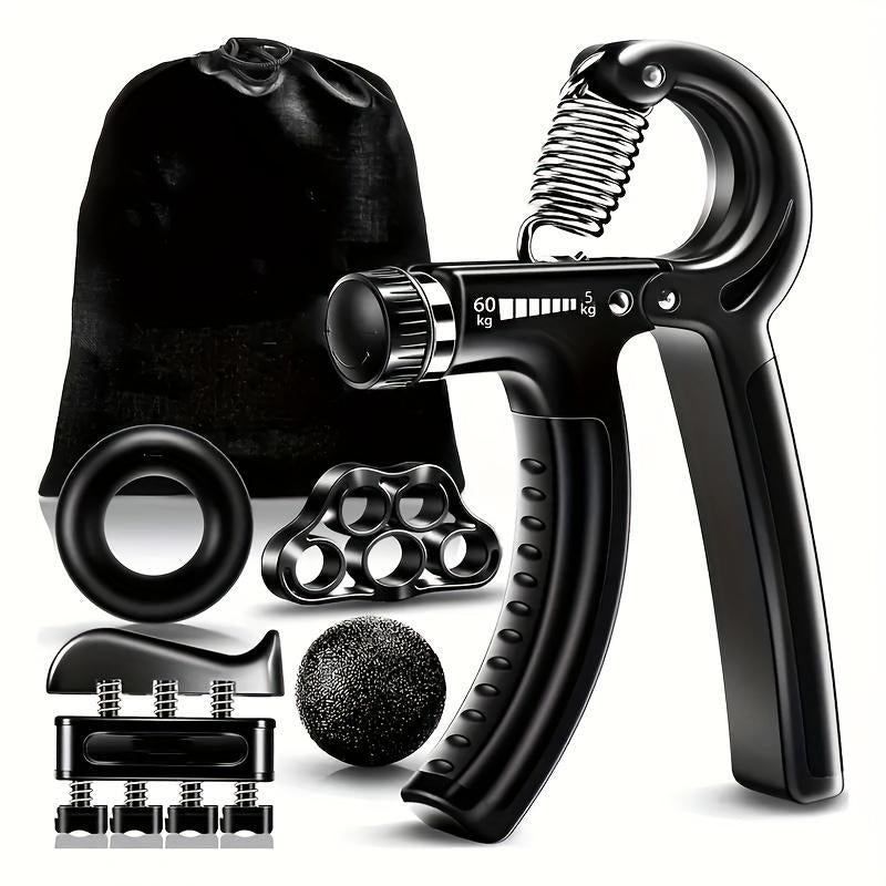Funny Hand Grip Strengthener Workout Kit (5 Pack) Forearm Grip Adjustable Resistance Hand Gripper, Finger Exerciser, Finger Stretcher, Grip Ring & Stress Relief Grip Ball for Athletes