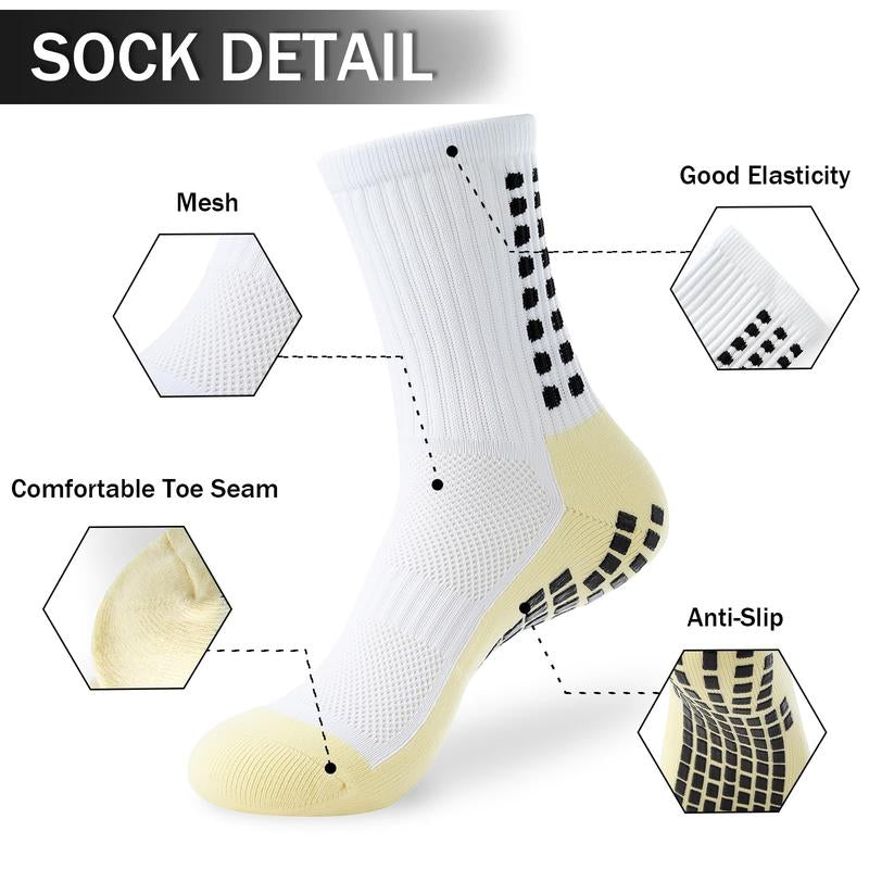 2/4/6/8 Counts of Men'S Crew Athletic Socks, Non-Slip Comfortable Sports Socks for Men Basketball Football Outdoor Training Running