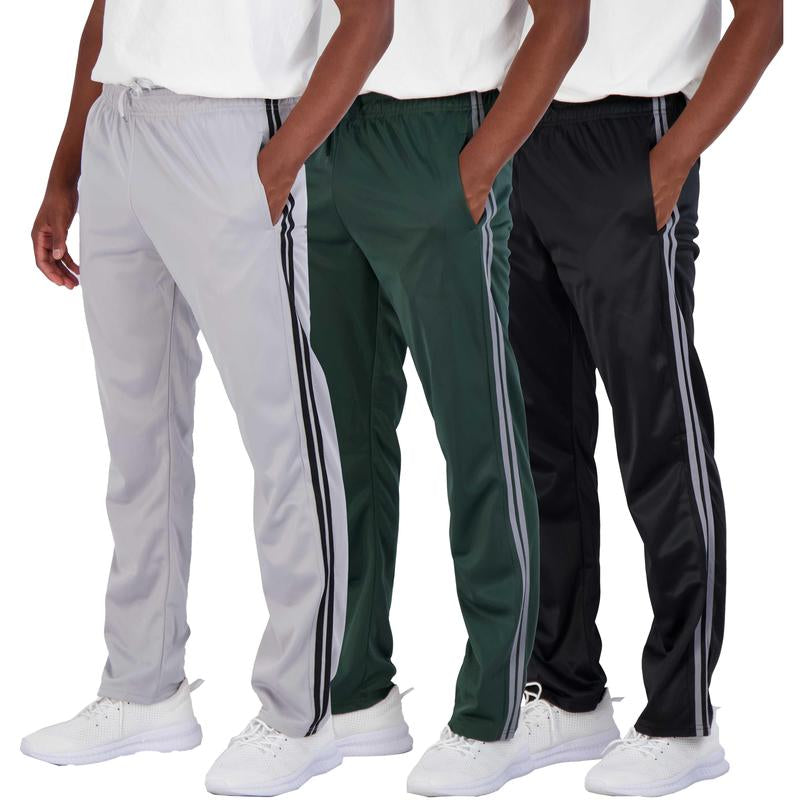 Real Essentials 3 Pack: Men'S Active Athletic Casual Tricot Open Bottom Sweatpants with Pockets (Available in Big & Tall)