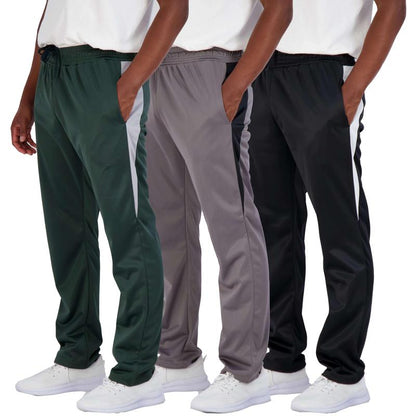 Real Essentials 3 Pack: Men'S Active Athletic Casual Tricot Open Bottom Sweatpants with Pockets (Available in Big & Tall)