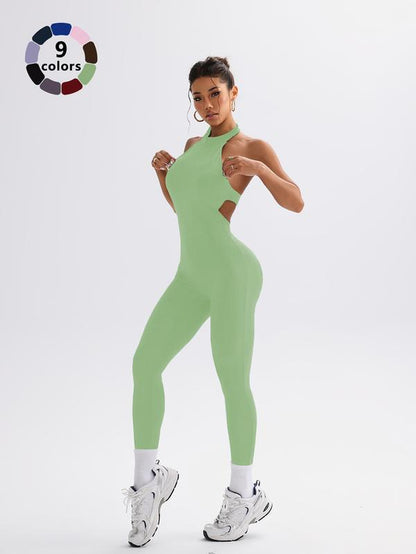 Women'S Sleeveless Yoga Romper, High Stretch Fitness, Tight-Fit Exercise Wear, All-Season, Workout Jumpsuit