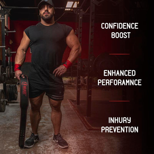 Weight Lifting Belt 4Inch Leather Belt with Free Wrap - Foam Padded Back Support Gym Belt for Bodybuilding Squat Deadlift Weight Belt, Weightlifting Belt Men Women